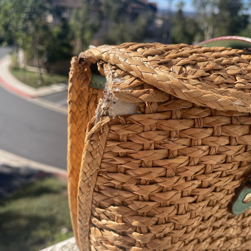 Kate Spade Woven Straw Handbag with Teal Accents - Picture 9 of 9